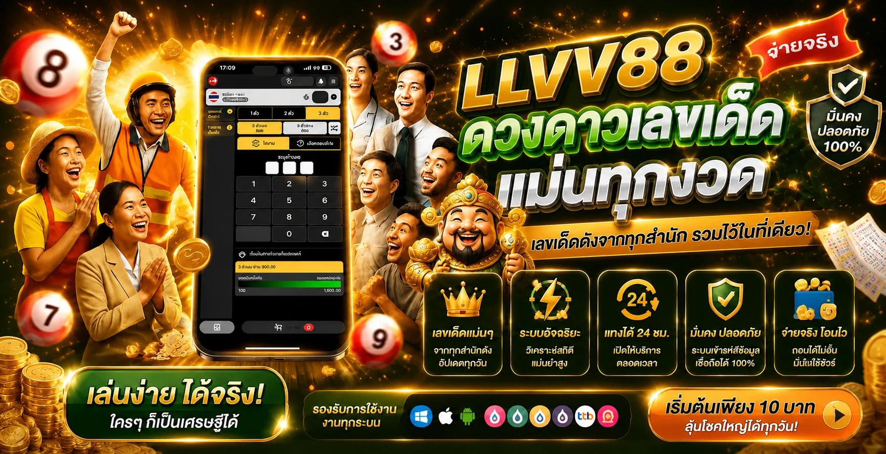 แบนเนอร์ LLVV88 ตรวจหวยและข้อมูลรางวัล